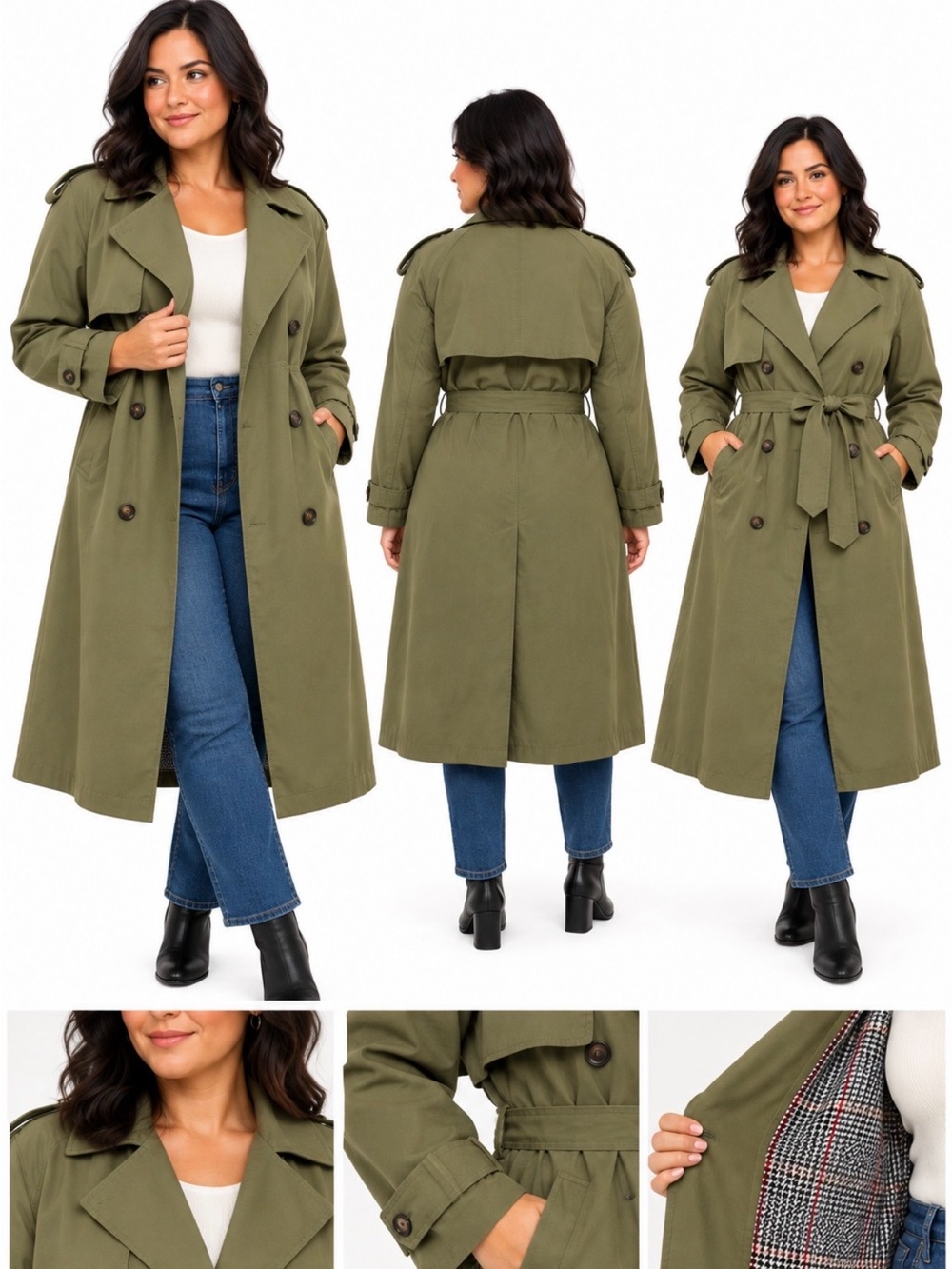 Vintage Olive Green Lined Trench Coat by Ashton Cove